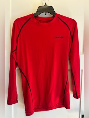 Men’s Long-Sleeve Red Athletic Performance Undershirt